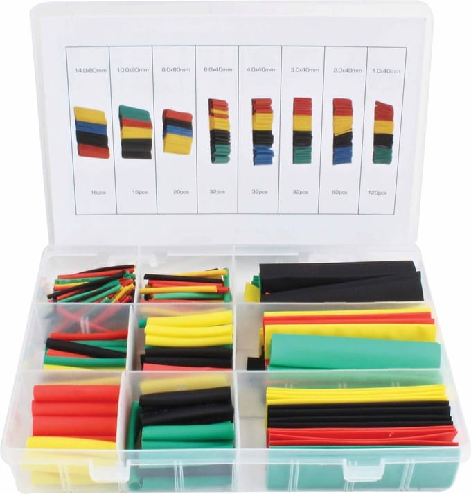 Krimpkous set gekleurd - 328 delig - Warmte krimpbuizen - ASTA