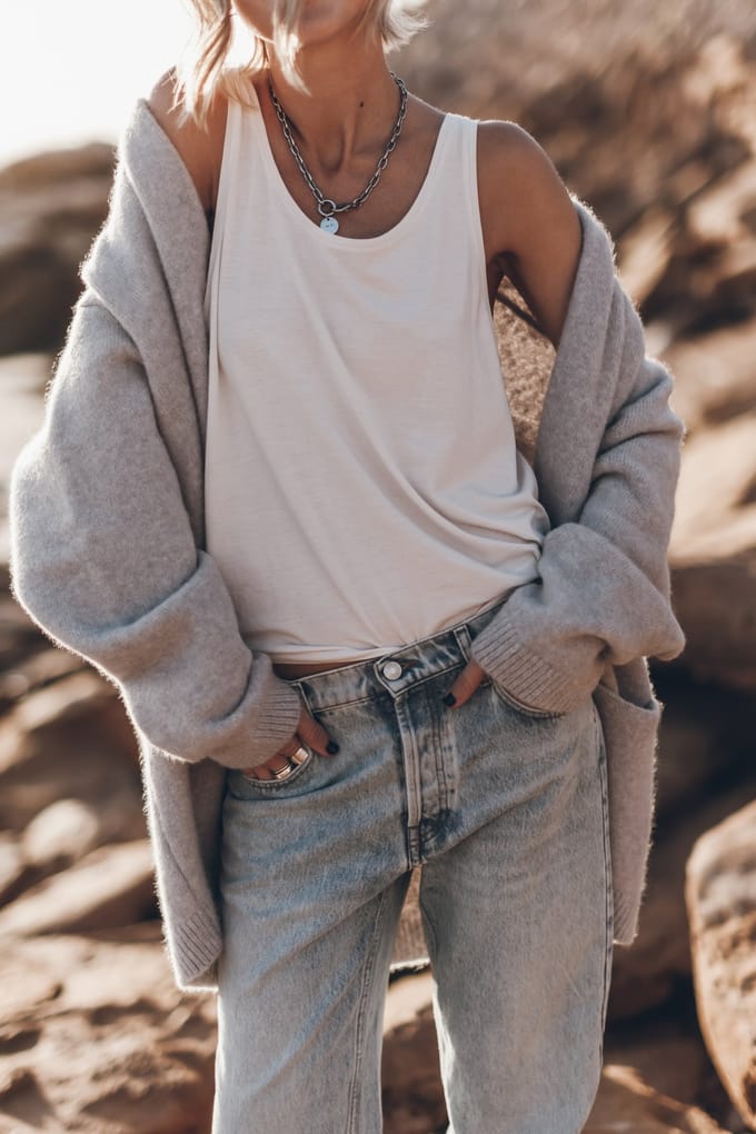Mikuta The Grey Oversized Knitted Cardigan Grey Maat: M | Winterjassen Outlet | Dames | Grijs