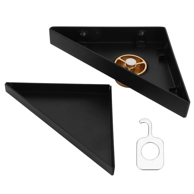Vloerafvoer Set Verdikken 304 Roestvrij Staal Verborgen Driehoekige Gootsteenafvoer voor Badkamer Zwart black
