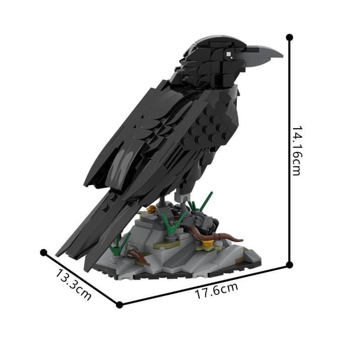 Gobricks MIJN EIGEN CREATIE 217187 Raaf Bouwstenen Verbeelding Dierenserie Kraai Blokken Modellen Assemblage Speelgoed Vogel Cadeaus black