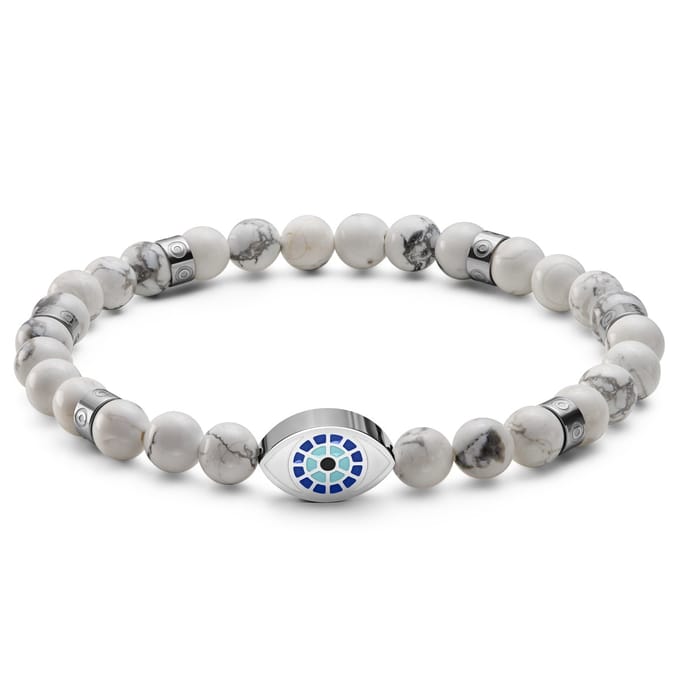 Evil Eye | Zilverkleurige Kralenarmband van Howliet