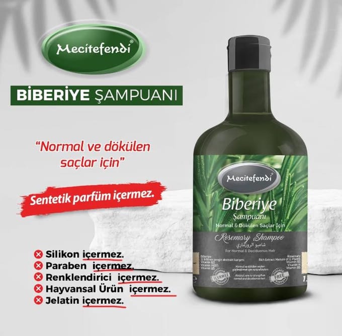 Mecitefendi Rozemarijn Shampoo – Tegen Haaruitval, Roos & Jeuk - 400ml