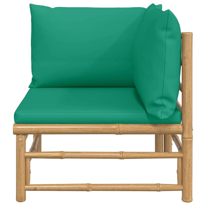 vidaXL - Tuinhoekbank - met - kussens - bamboe - groen