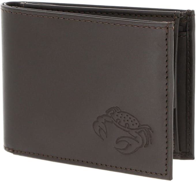 oxmox Leren portemonnee Leather RFID Protect Pocketbörse Crab 2.0 Embossed Brown donkerbruin
