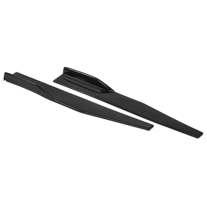 Paar Universele Auto Zijschort Cover Trim Rocker Splitters Winglets Vleugels Anti Kras (Lang) zwart