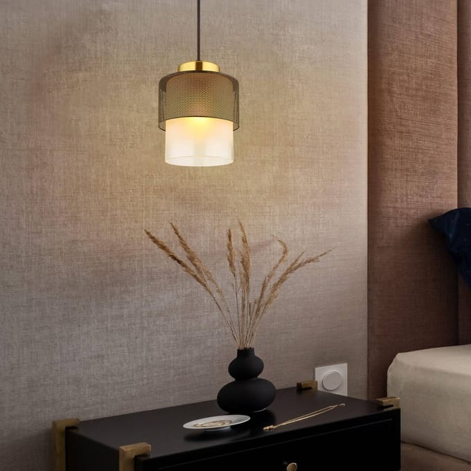 Globo Hanglamp Olga, Ø 18 cm, zwart, metaal/glas