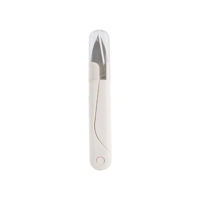 Ciseaux en acier inoxydable avec couvercle, tête de fil Portable, fil de poisson, ciseaux à coudre, point de croix, ciseaux de tailleur 1pcs white