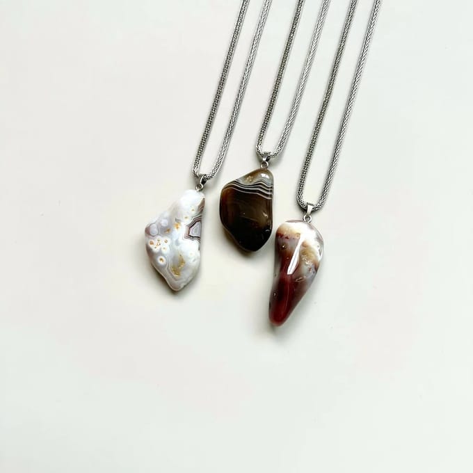 Gemstone ketting Agaat Botswana grijs