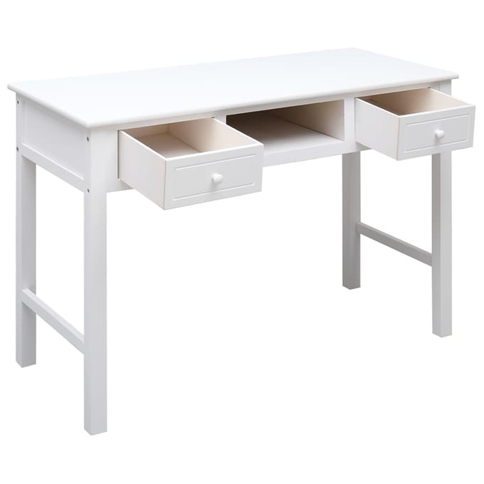 vidaXL - Bureau - 108x45x76 - cm - massief - paulowniahout - wit