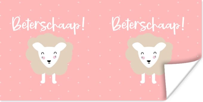 Poster Get well soon - Spreuken - Stippen - Schapen - 150x75 cm