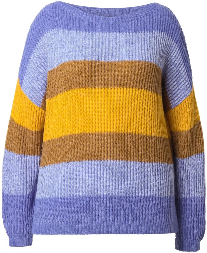 Ulla Popken - Dames - Trui kleurverloop oversized ronde hals lange mouwen - Lavendel - Maat 54+