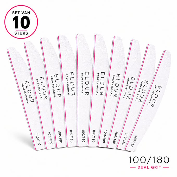 Eldur® Professionele Nagelvijl 10pcs - Moon #100/180 - Nagelverzorging - Top Kwaliteit