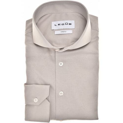Ledûb Overhemd Slim Uni Color Cotton Jersey Cutaway Collar Licht Grijs / male