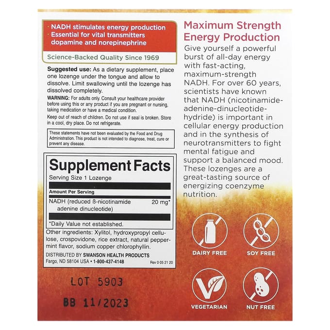Maximale Kracht Nadh, Pepermunt Smaak, 20Mg, 30 Zuigtabletten