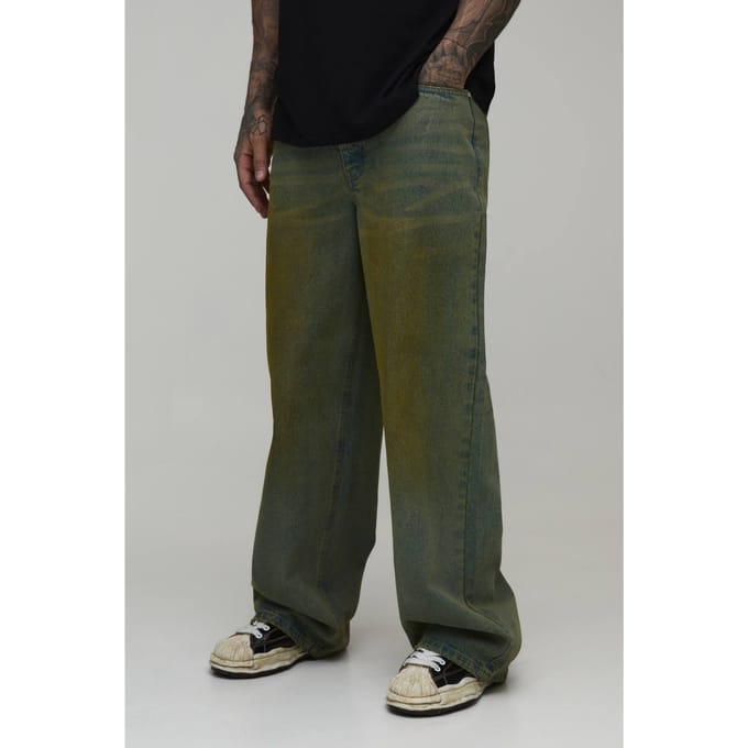 Lange Baggy Getinte Jeans | Green | Size 30