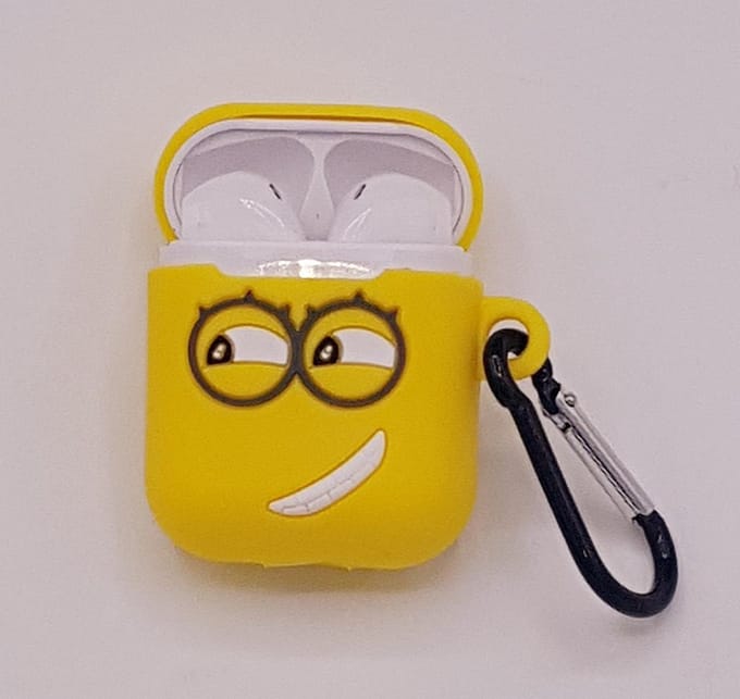 Cartoon Silicone Case voor Apple Airpods - yellow two eyes - met karabijn