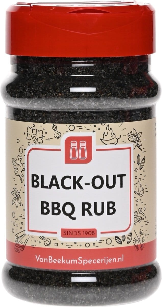 Van Beekum Specerijen - Black-Out BBQ Rub - Strooibus 220 Gram