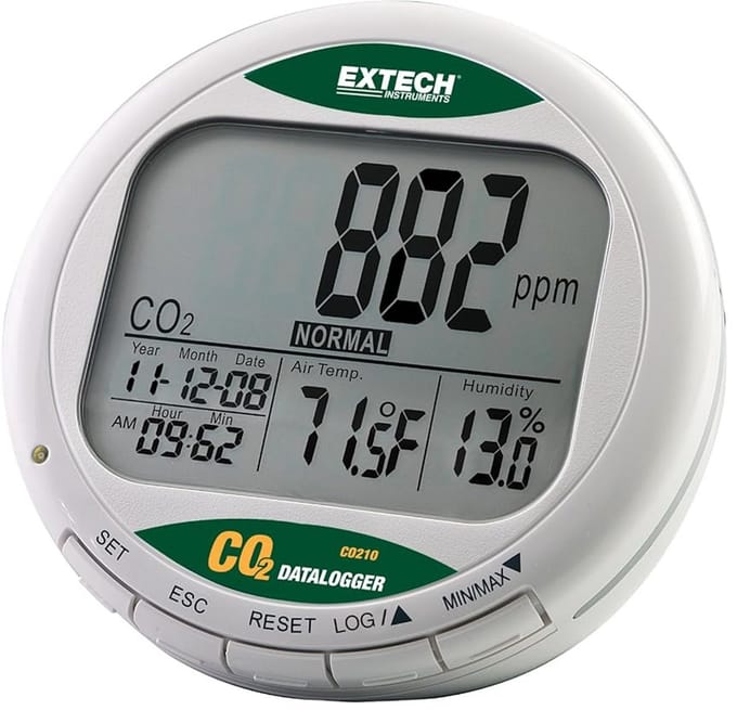 Koolstofdioxide (CO2) Meter en Datalogger voor Binnenluchtkwaliteit