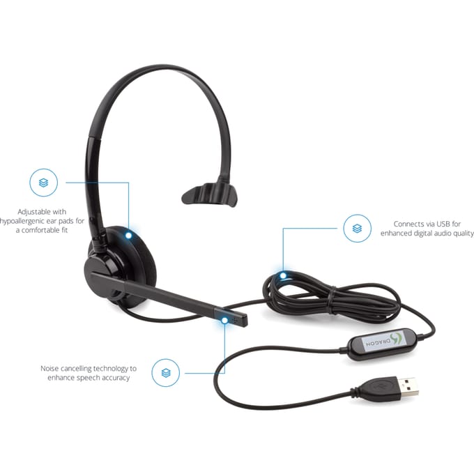 Nuance Dragon Monoaural USB Headset