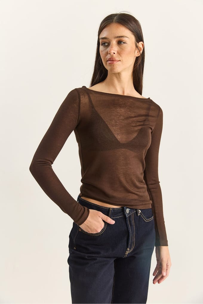 Crew Neck Basis Transparant Top