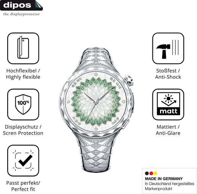 dipos FLEX – 2x Matte Screenprotector geschikt voor Huawei Watch Ultimate Design Spring | Volledige Schermbescherming | Case-Friendly