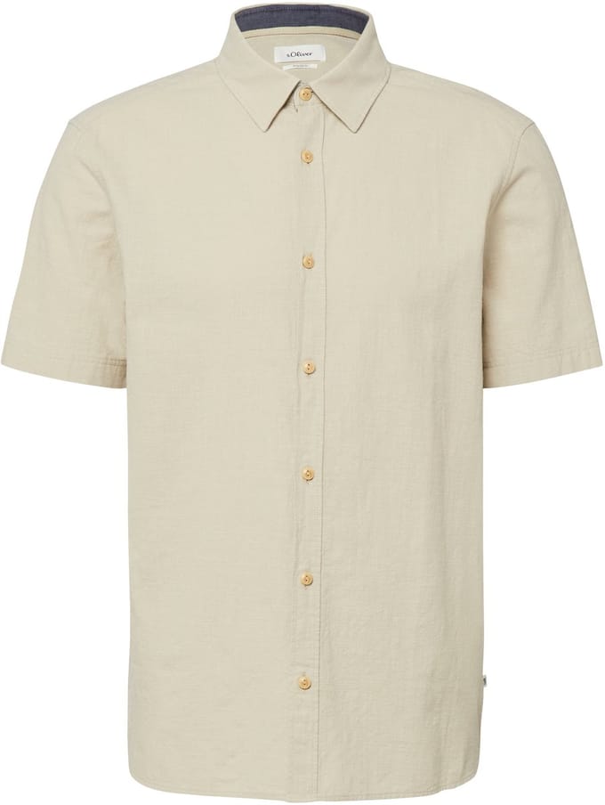s.Oliver - male - Regular fit: Gestructureerd shirt met korte mouwen van katoen