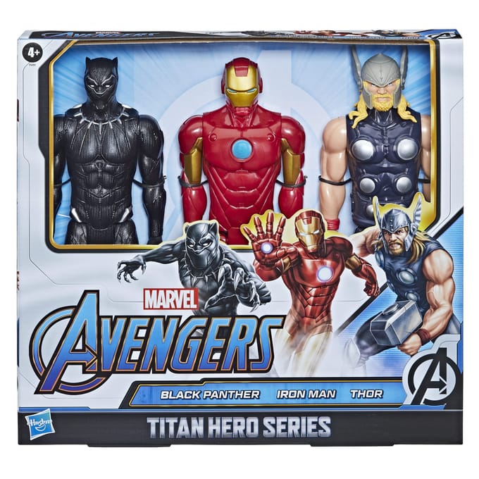 Marvel Avengers Titan Hero Series Black Panther, Iron Man & Thor Action Figure 3-Pack