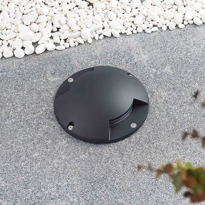 Lindby LED vloerspot Cormac, 2-lamps, Ø 21 cm, IP67