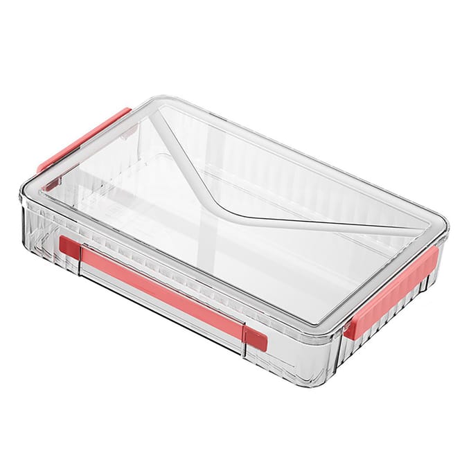 Certificaat Opbergdoos Grote Capaciteit Transparant Draagbaar Scrapbook Papier Opbergkoffer met rood