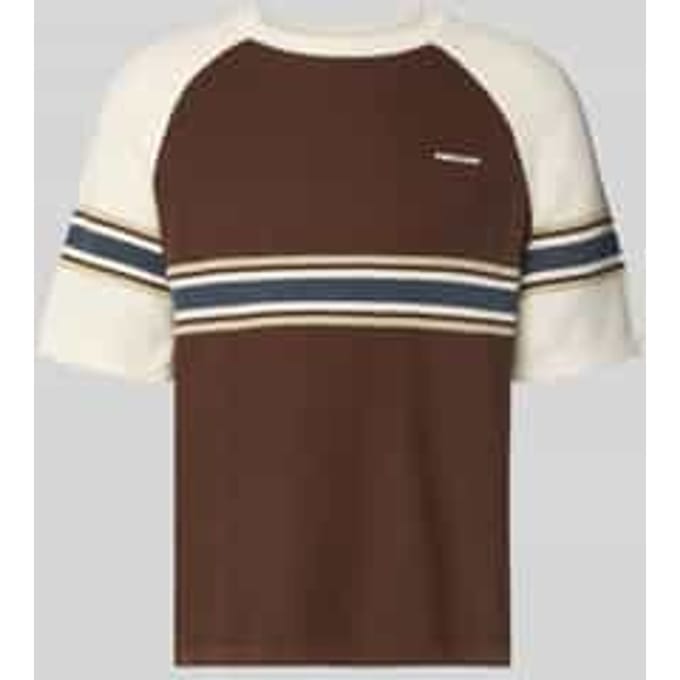 Gebreid shirt met labelstitching en ronde hals