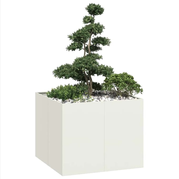 vidaXL - Plantenbak - 100x100x80 - cm - staal - wit