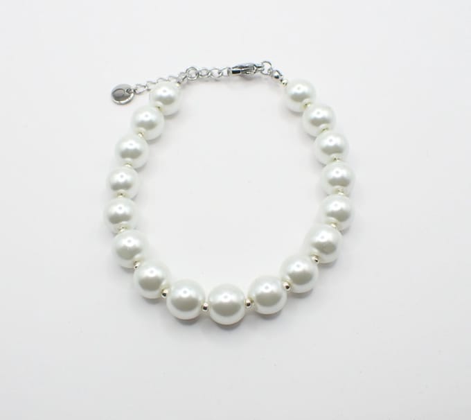 Colure® armband glasparels white 8mm zilveren Miyuki gecombineerd