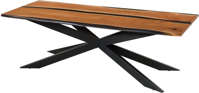 MASSIVMOEBEL24.DE EPOXY Unikat #2 eettafel blank gelakt massief hout acacia met epoxyhars
