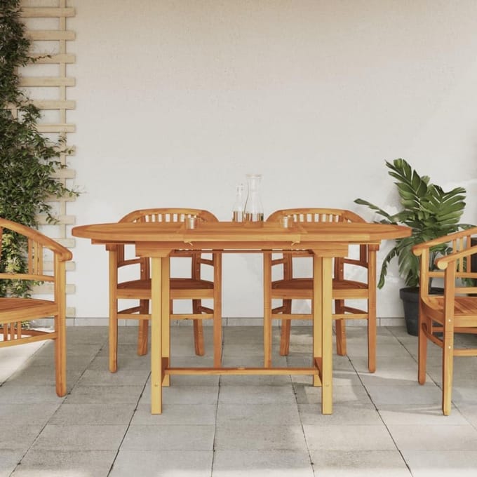 Tuintafel Uitschuifbaar - Eettafel Buiten - Balkon Terras Tuin - Massief Hout Teak - 110-160x80x75 cm