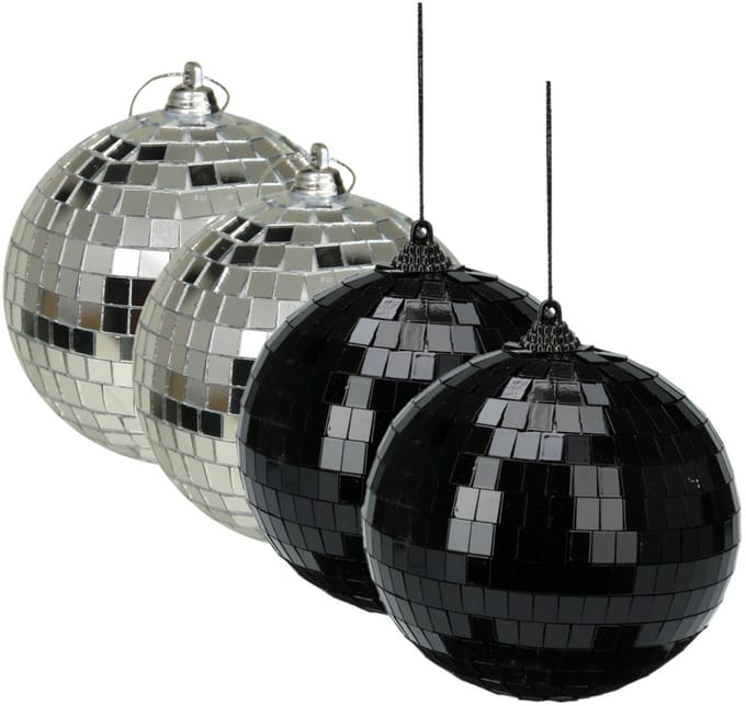 Grote discobal kerstballen - 2x stuks - zilver - 10 cm - kunststof