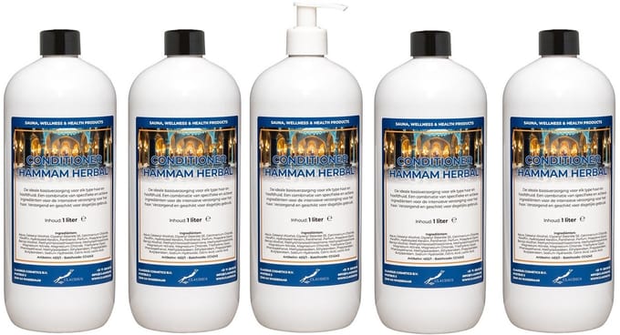 Hairconditioner Hammam Herbal 1 liter met witte pomp - set van 5 stuks