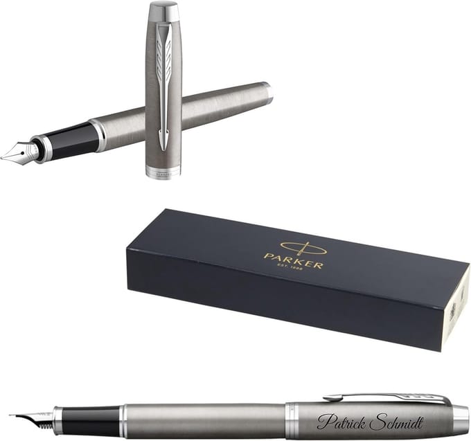 Luxe Vulpen met Naam Gravure - Blauwe Inkt - Geschenkdoos