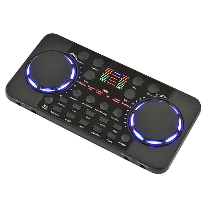 Carte son V300 Live, carte son multifonctionnelle BT Rechargeable pour le chant/diffusion en direct/ noir