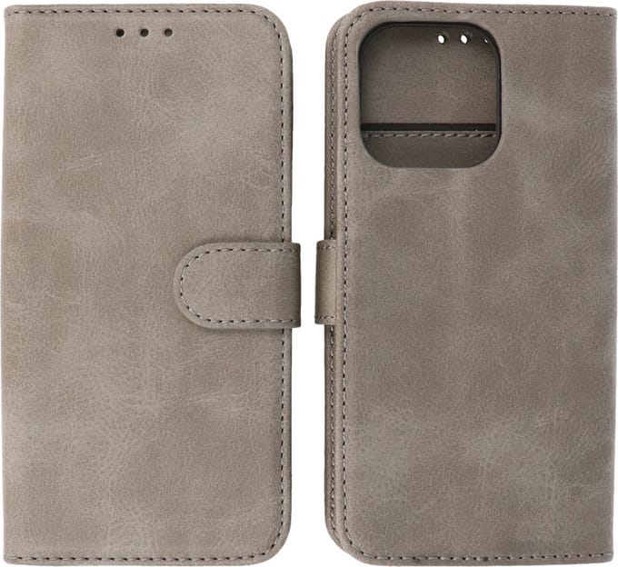 iPhone 14 Pro Max Hoesje Book Case Telefoonhoesje Grijs
