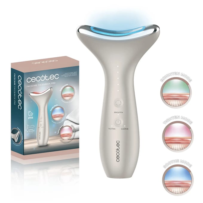 Gezichts-fototherapiebborstel Cecotec Face&Neck Pro Wit