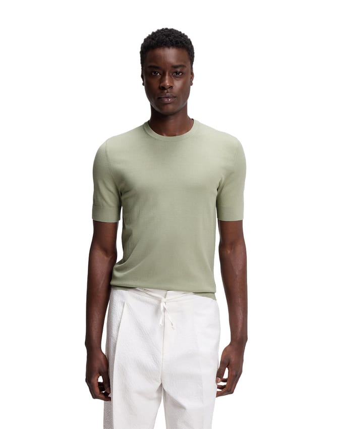 slim fit T-shirt van fijngebreid model 'SAN CARL-CV'