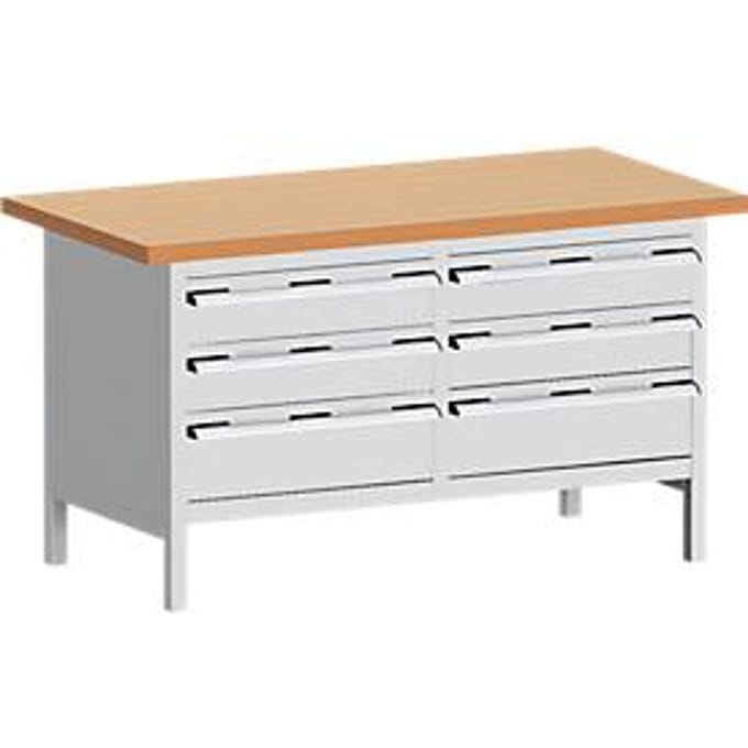 Werkbank met kast KW-1578-2.5, lichtgrijs