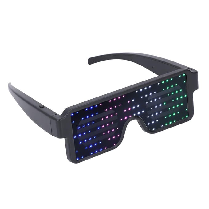 LED Gloeiende Bril Dynamisch 4 Kleurrijk Oplichtend USB Oplaadbaar Lichtgevend Decor voor Bar Bundy Allerheiligenfeest black