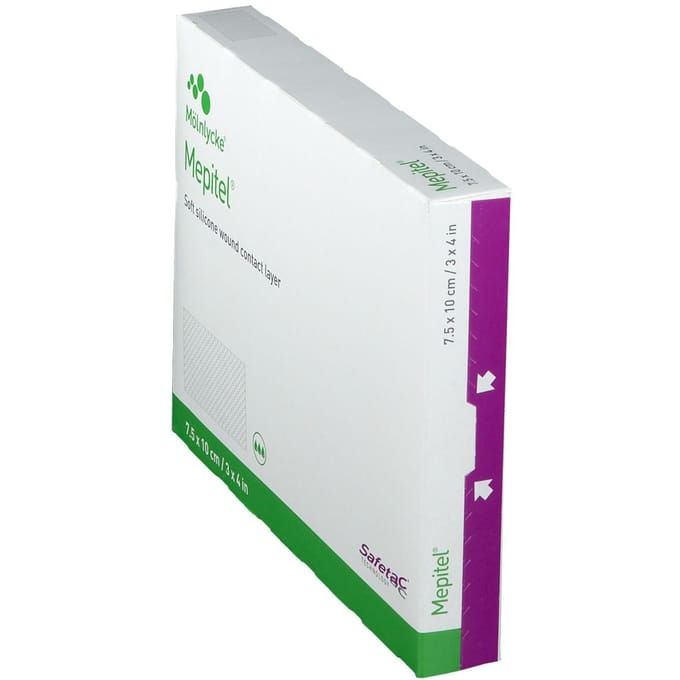 Molnlycke - Mepitel - soft - siliconen - wondcontactlaag - 7,5 cm x 10 cm - 10 stuks per doos