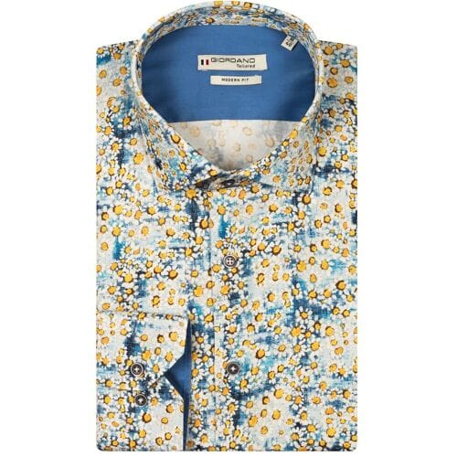 Giordano Overhemd Maggiore Allover Mini Flowers Lichtblauw-Multi / male
