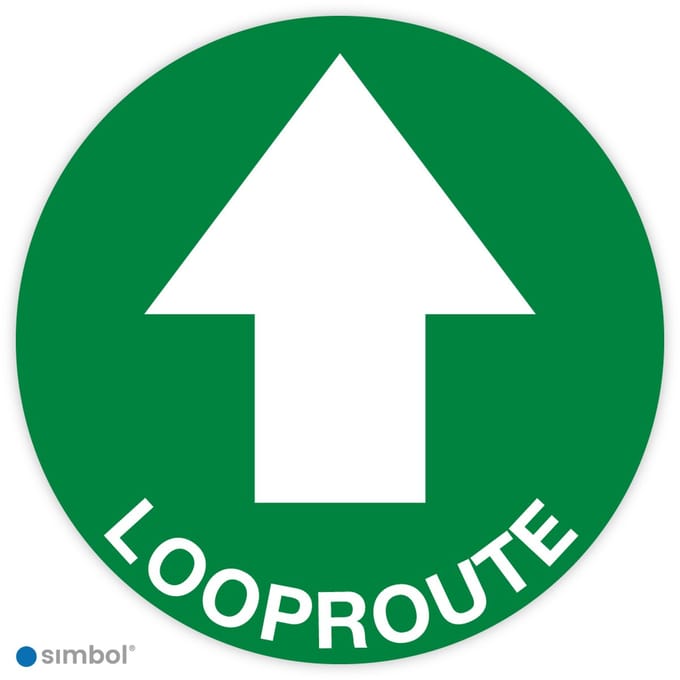 Simbol® - Vloerstickers Looproute met Pijl - Anti-Slip - Formaat ø 50 cm.