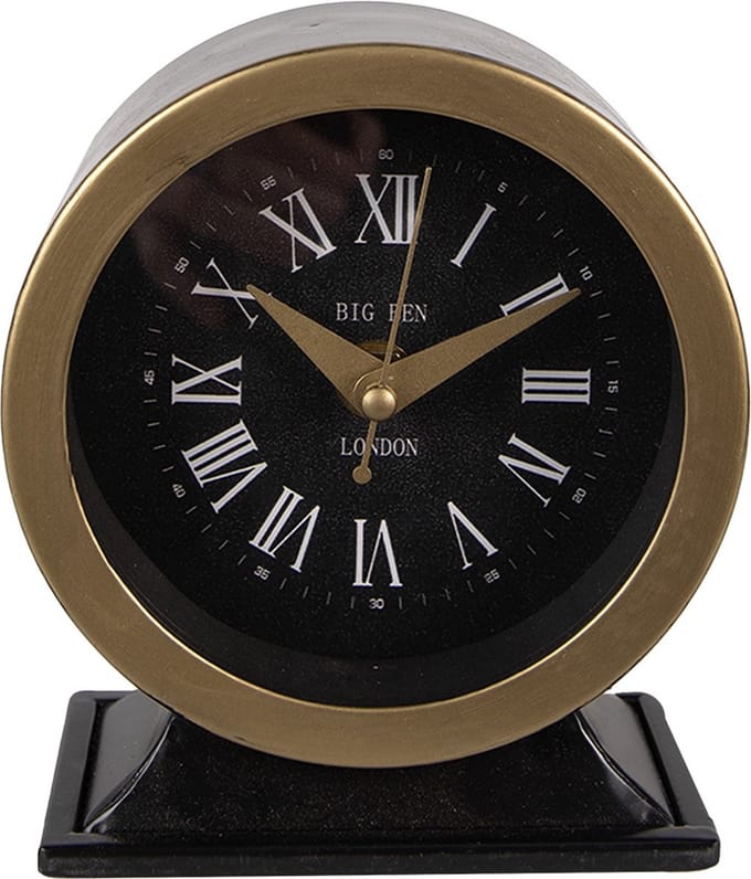 Clayre & Eef Tafelklok 14 cm Zwart IJzer