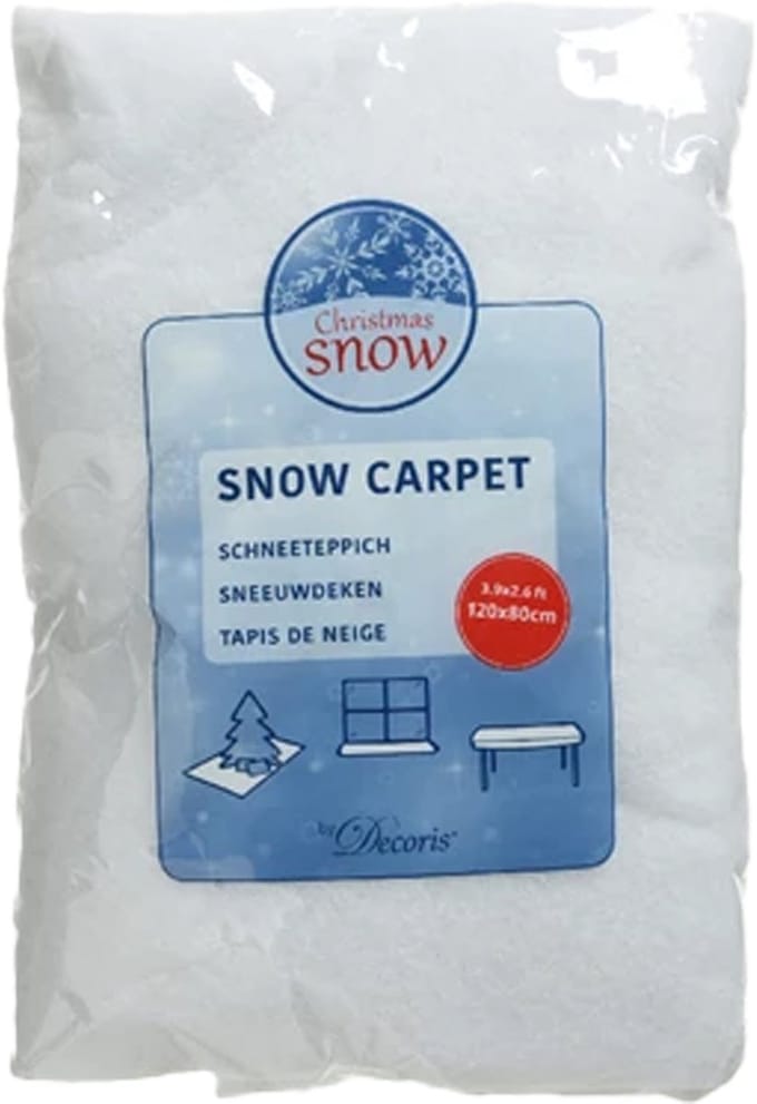 Decoris Sneeuwdeken - wit - 120 x 80 cm - polyester - sneeuwtapijt - kerstversiering - sneeuw ondergrond