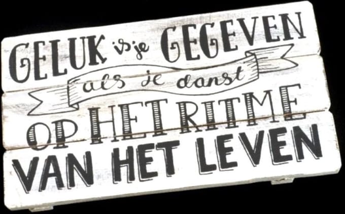 Tekstbord 17x30cm Geluk is je gegeven - Antique White