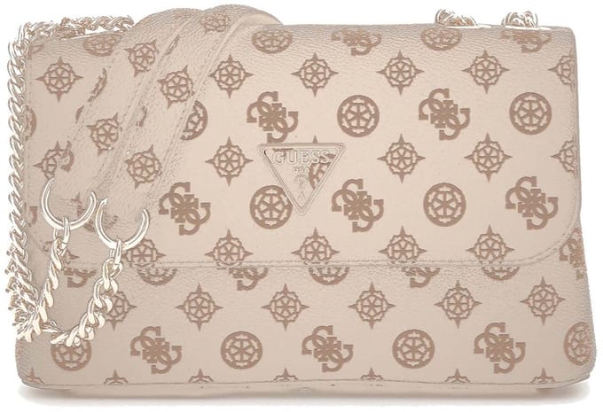 GUESS schoudertas Daryna II Convertible Xbody Flap Bag Cream Logo crème